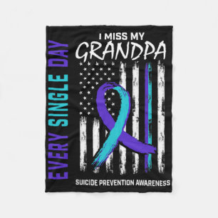 I Miss My Grandpa Suicide Awareness Prevention Ame Fleece Blanket