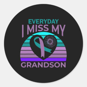 I Miss My Grandson Every Single Day - Suicide Prev Classic Round Sticker