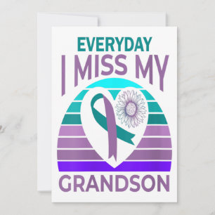 I Miss My Grandson Heart Suicide Awareness Gift Holiday Card