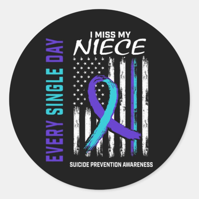I Miss My Niece Suicide Awareness Prevention Ameri Classic Round Sticker (Front)