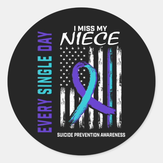 I Miss My Niece Suicide Awareness Prevention Ameri Classic Round Sticker (Front)