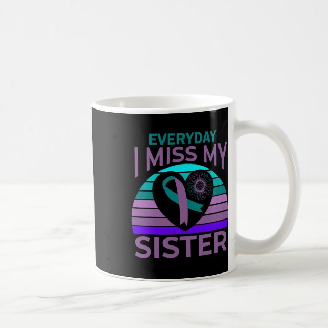 I Miss My Sister Heart Ribbon Suicide Awareness Br Coffee Mug (Right)
