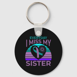 I Miss My Sister Heart Ribbon Suicide Awareness Br Key Ring