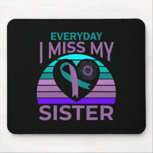 I Miss My Sister Heart Ribbon Suicide Awareness Br Mouse Mat