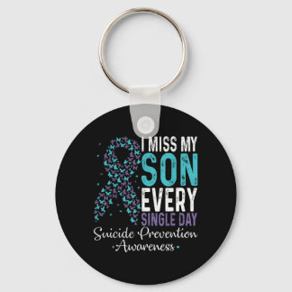 I Miss My Son Every Single Day Prevention Ribbon Key Ring