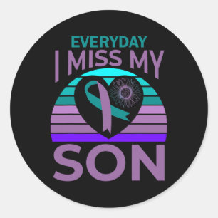 I Miss My Son Heart Sunflower Suicide Awareness Mo Classic Round Sticker