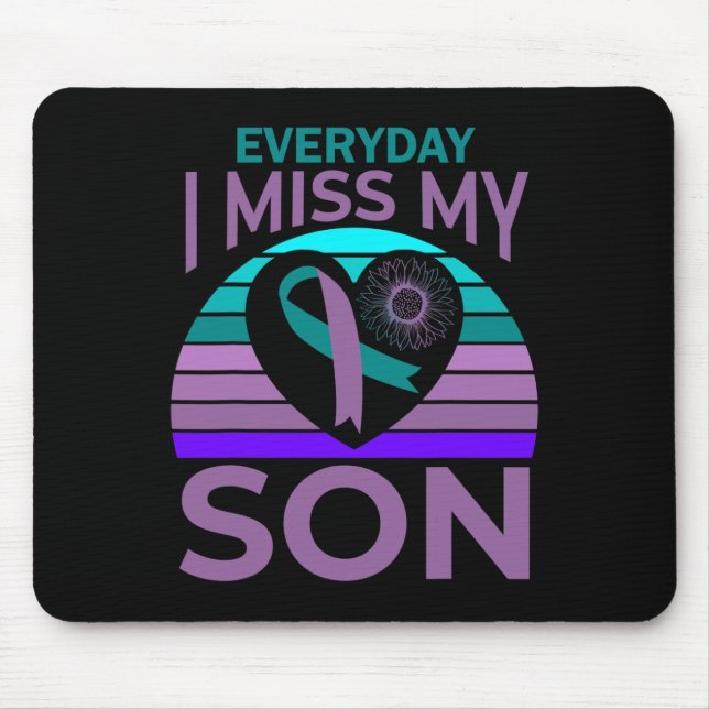 I Miss My Son Heart Sunflower Suicide Awareness Mo Mouse Mat (Front)