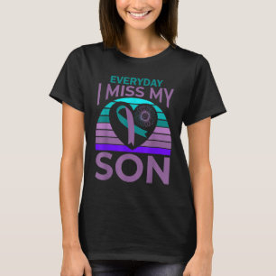 I Miss My Son Heart Sunflower Suicide Awareness Mo T-Shirt