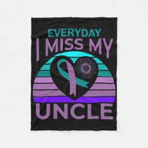 I Miss My Uncle Heart Sunflower Suicide Awareness Fleece Blanket