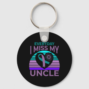 I Miss My Uncle Heart Sunflower Suicide Awareness  Key Ring