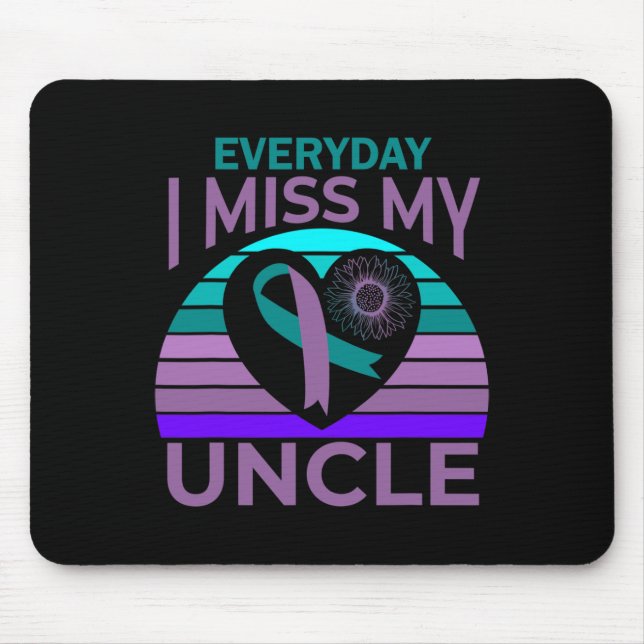 I Miss My Uncle Heart Sunflower Suicide Awareness  Mouse Mat (Front)