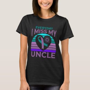 I Miss My Uncle Heart Sunflower Suicide Awareness T-Shirt