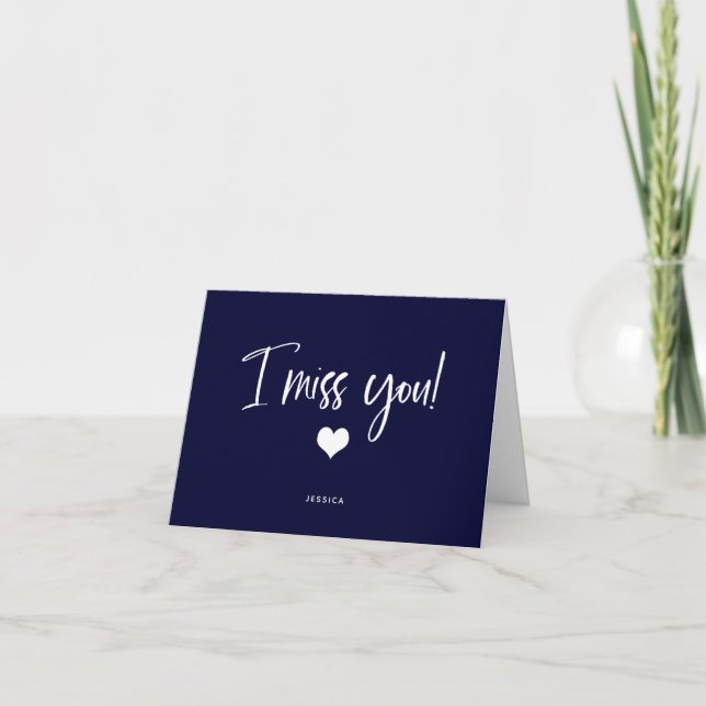 I Miss You | Any Background Color with Heart Card (Front)