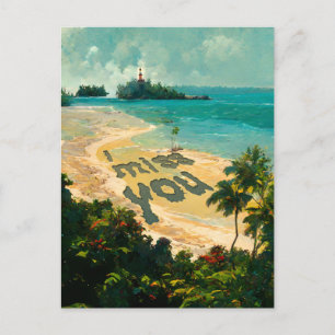 I Miss You - Beach Landscape Painting Postcard