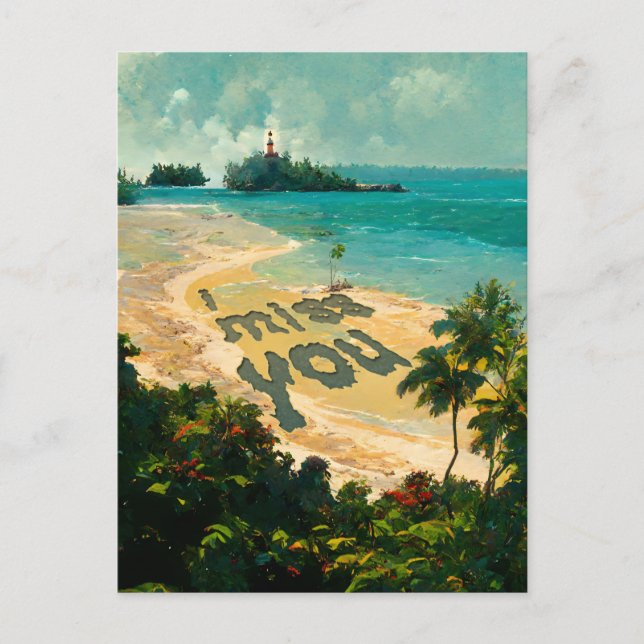I Miss You - Beach Landscape Painting Postcard (Front)