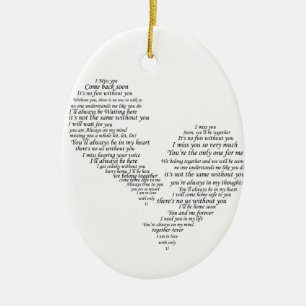 I Miss You - Broken Separated Heart Ceramic Tree Decoration