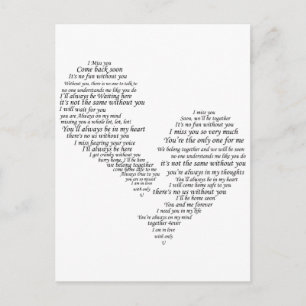 I Miss You - Broken Separated Heart Postcard