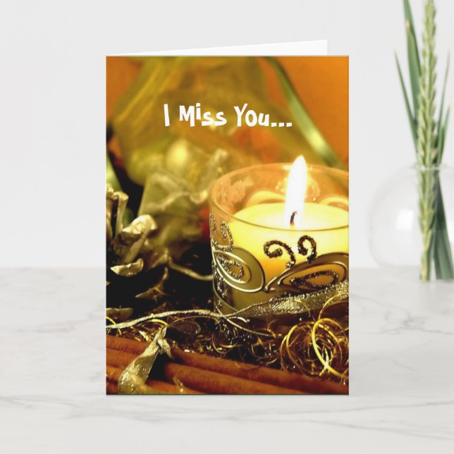 I Miss You Christmas candle Holiday Card (Front)