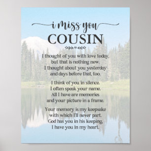 I Miss You Cousin Poem Poster