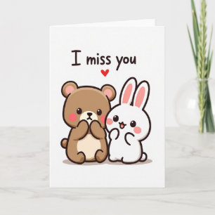 I Miss You Cute Animals Card