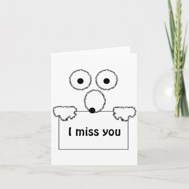 I miss you cute cartoon customizable card (Front)