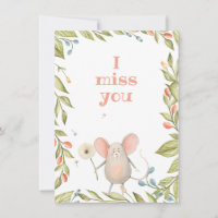 I Miss You Cute Garden Mouse Frame