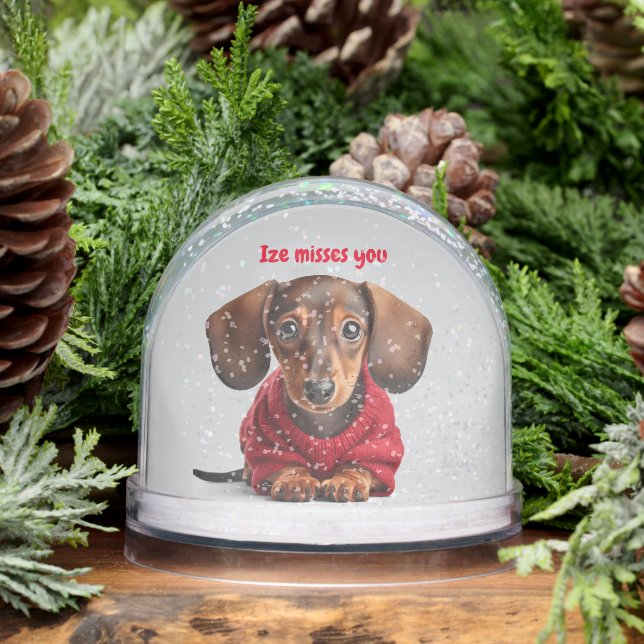 I Miss You Dachshund Puppy  Snowglobe (Winter)