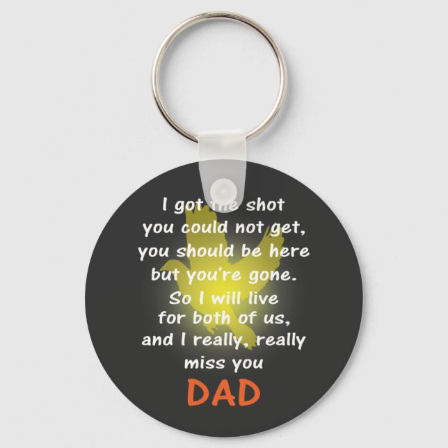 I miss you dad white text key ring (Front)