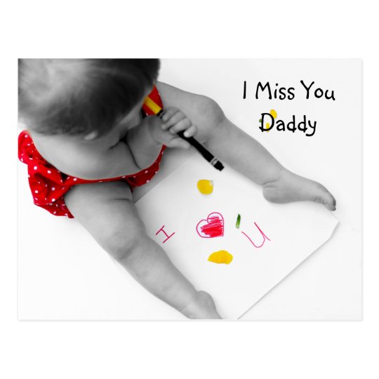 I Miss You Daddy I Love You Dad With Red Heart Postcard Zazzle Co Uk