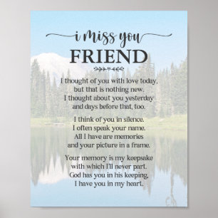 I Miss You Friend Poem Poster