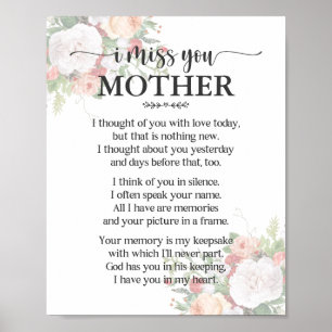 I Miss You Mother Poem Poster