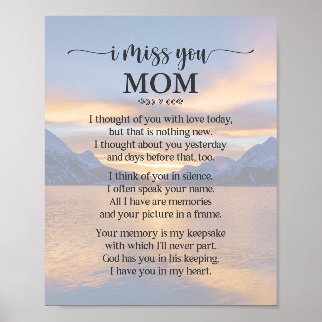 I Miss You Mum Poem Poster (Front)