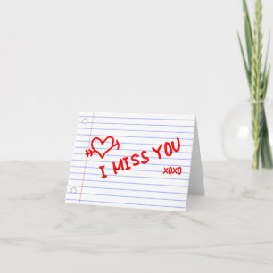 i miss you : notebook paper card