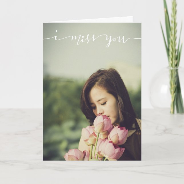 I Miss You Personalised Photo Card (Front)