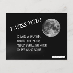 I Miss You Poem: Prayer Under the Moon Postcard