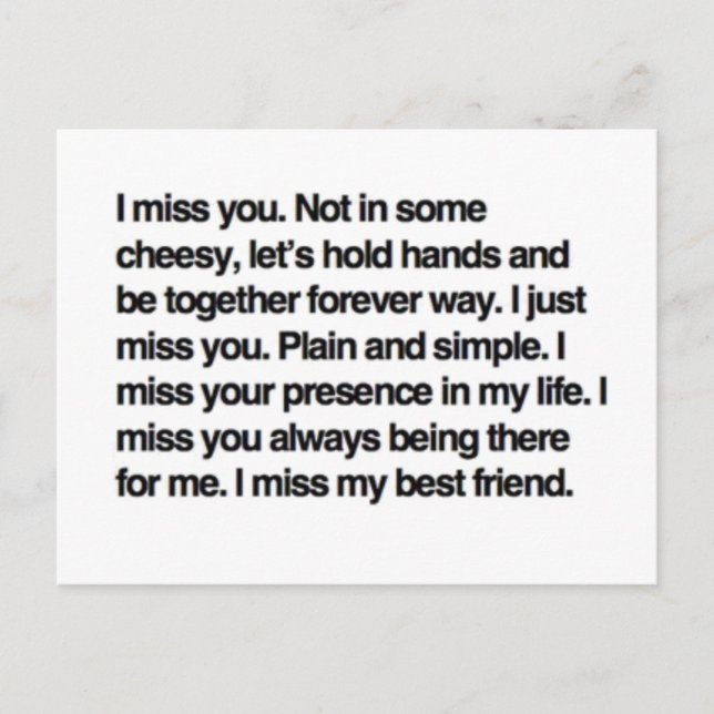 I miss you postcard (Front)