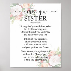 I Miss You Sister Poem Poster