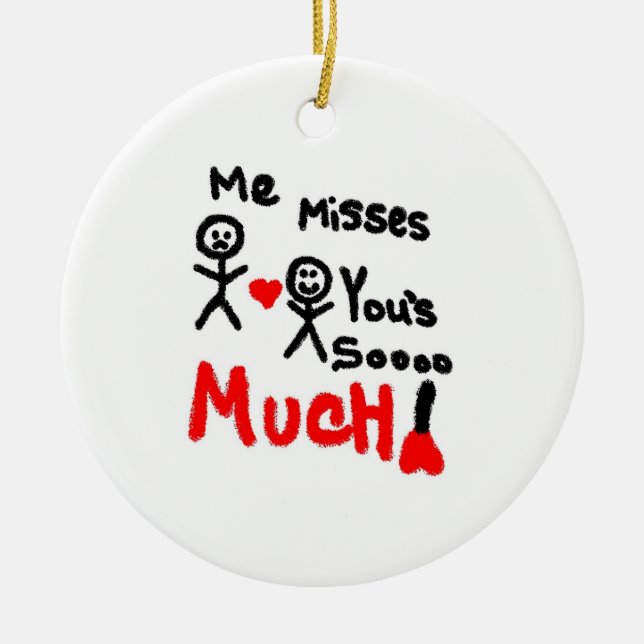 I Miss You So Much Cartoon Ceramic Tree Decoration (Front)