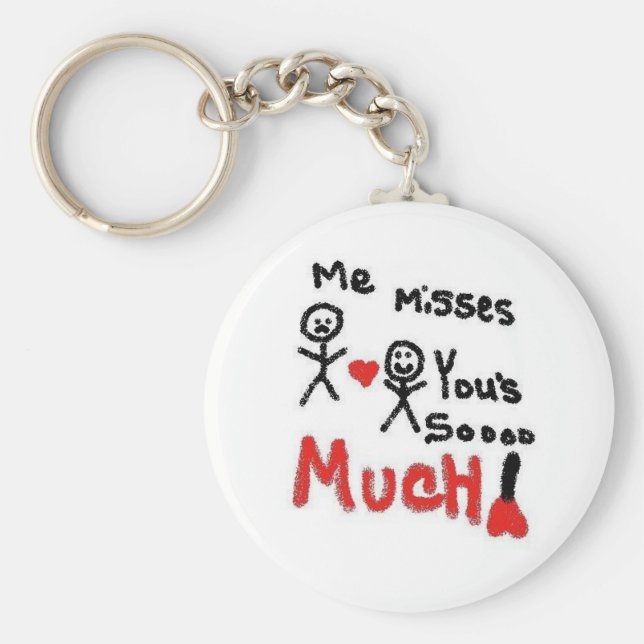 I Miss You So Much Cartoon Key Ring (Front)