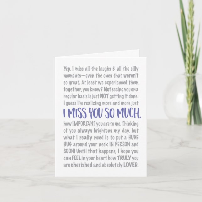 I Miss You So Much Typography Message Card (Front)