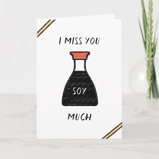 "I miss you soy much" "Let's get sushi" Cute Pun Card (Front)