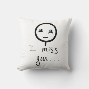 I miss You Stickman sketch, Tears Crying Meme Cushion