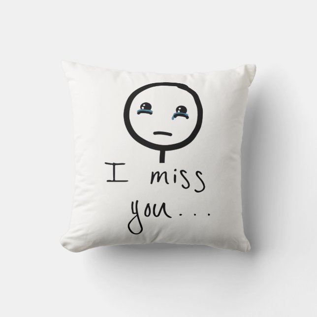 I miss You Stickman sketch, Tears Crying Meme Cushion (Front)