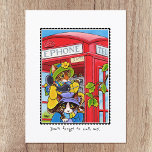 I miss You Telephone Funny Cat Custom Postcard<br><div class="desc">"Don't forget to call me". Cute cat postcard featuring two well-dressed kitties phoning home! You can customise the text if you'd like to add your own caption.</div>