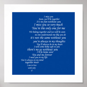 I Miss You  Text in Half of Heart Poster