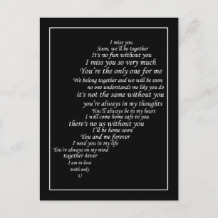 I Miss You  Text, too,  in Half of Heart Postcard