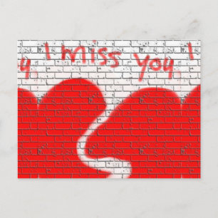 I Miss You, Twinflame Friend Love Broken Heart Red Postcard