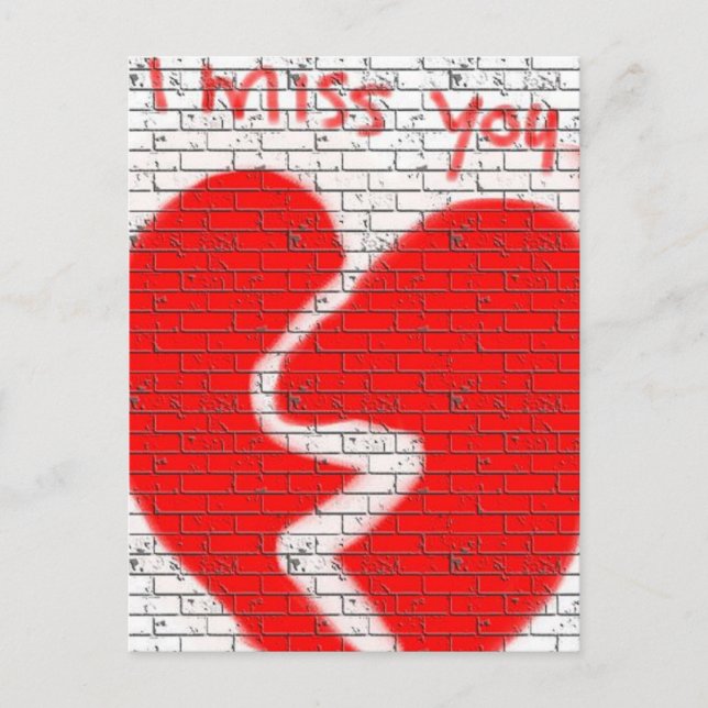 I Miss You, Twinflame Friend Love Broken Heart Red Postcard (Front)