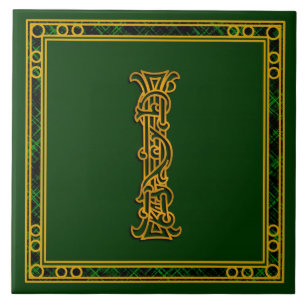 I Monogram "Irish Gold on Green" Ceramic Tiles