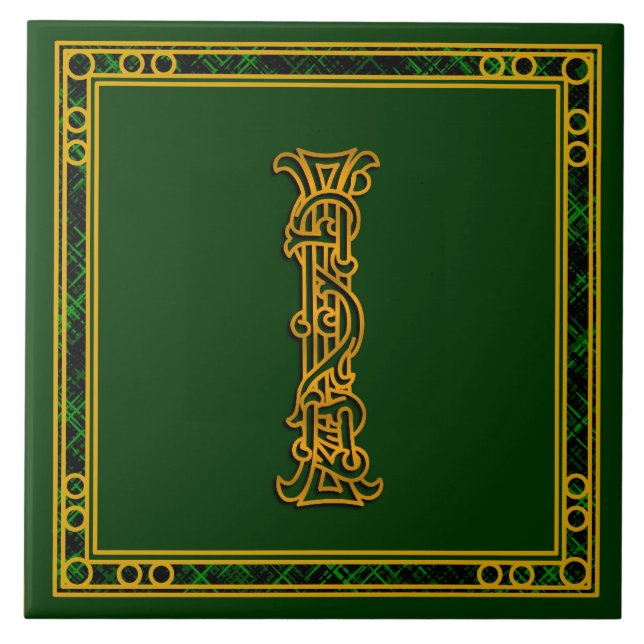 I Monogram "Irish Gold on Green" Ceramic Tiles (Front)